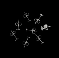 50 forsølvede ørestikker med plade. Stål